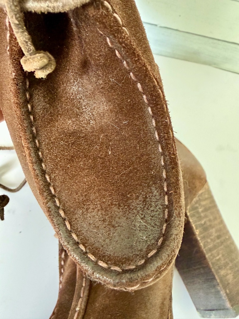 Frye Women’s Parker Toe Brown Suede Ankle Boot Heel Lace-up Size US 7.5 - Picture 13 of 14